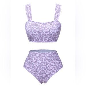 Women's High Waisted Bikini Sets Ditsy Floral 2 Piece Swimsuit Bathing Suit Sz L